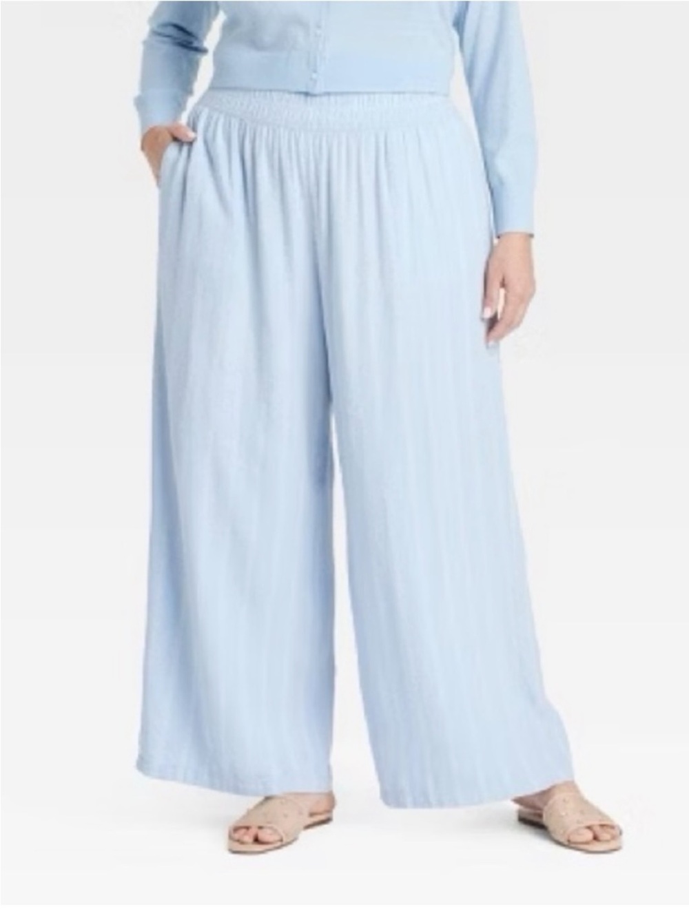 Ava & Viv Soft Sky Blue Wide-Leg Pull-On Pants size 3X. NWT.